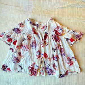 Free People Floral Flowy Blouse